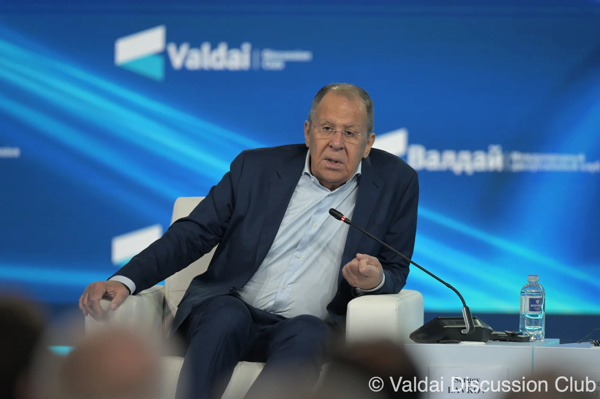 Ministro das Relações Exteriores da Rússia, Serguei Lavrov, na 22ª reunião anual do Clube Valdai de Discussão Internacional, em Sochi