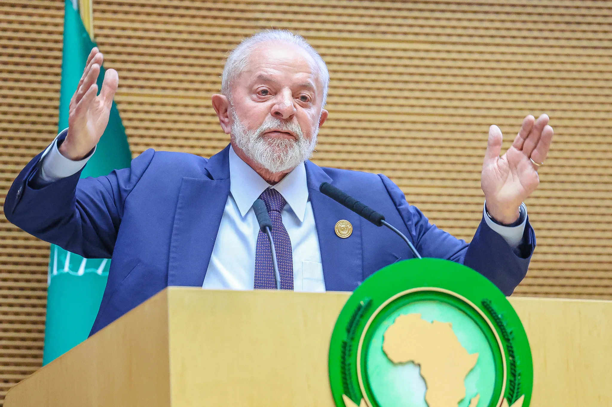 Presidente Lula durante cúpula da União Africana em Addis Abeba (Etiópia) em fevereiro de 2024.