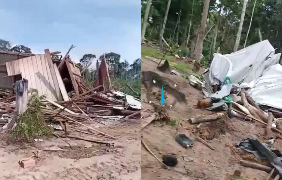Vídeos mostram barracos destruídos