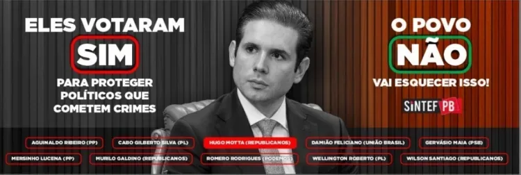 Hugo Motta aciona Justiça contra coordenador do Sintef-PB por outdoors críticos na Paraíba