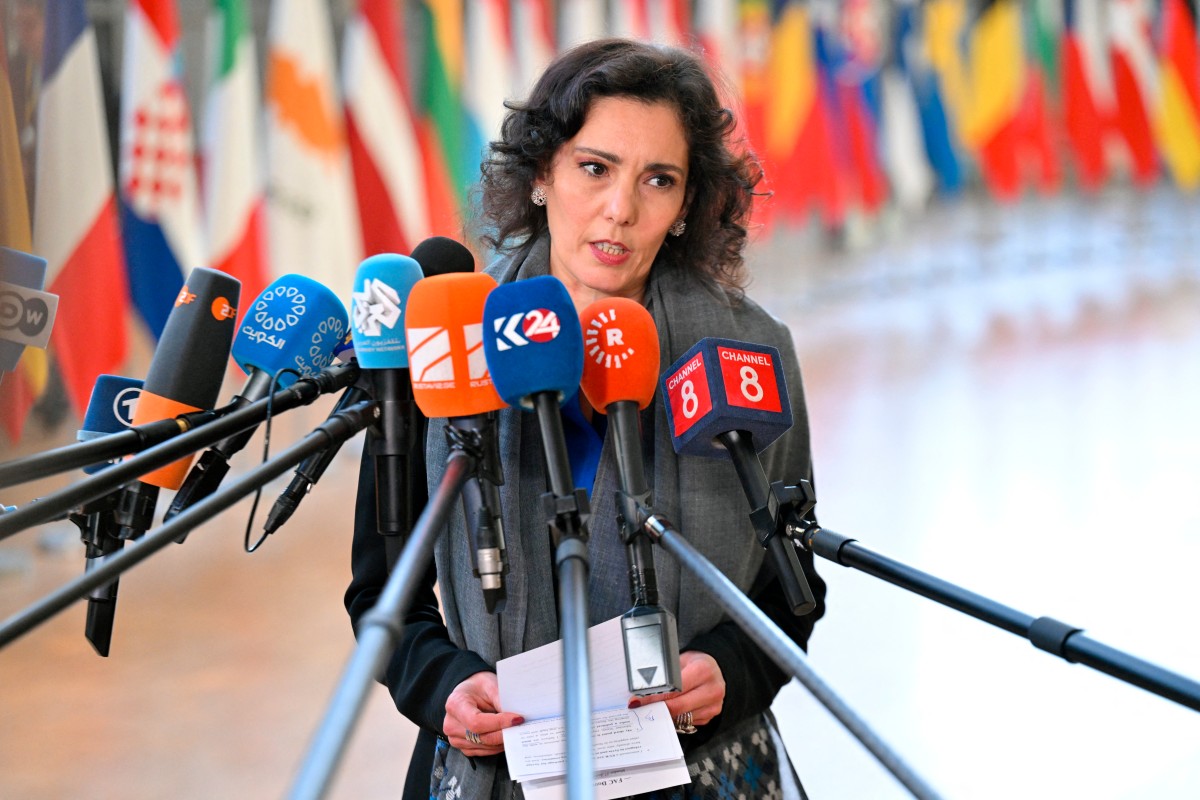 A chefe da ajuda humanitária da UE e ministra das Relações Exterioes da Bélgica, Hadja Lahbib