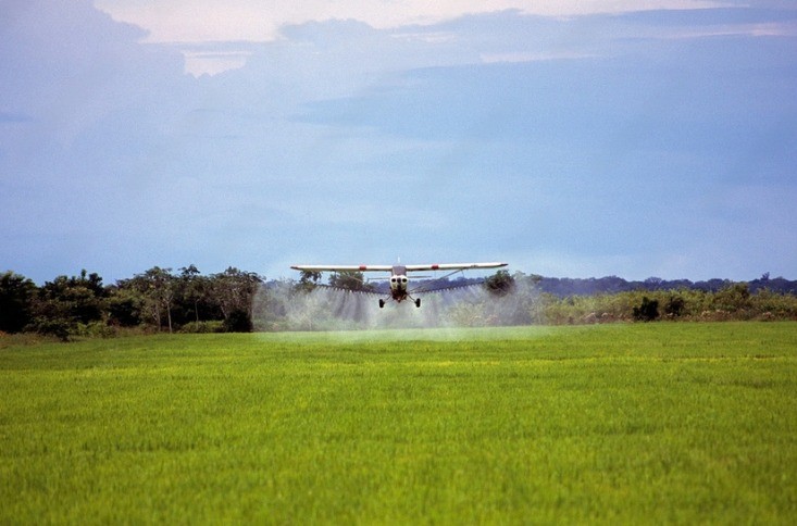 aplicação de agrotóxico com avião