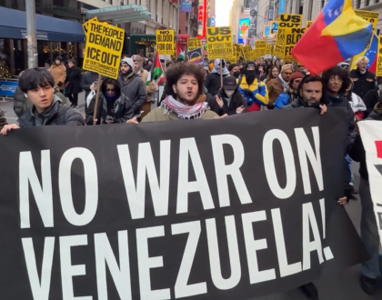 Protesto nos EUA contra ameaças à Venezuela