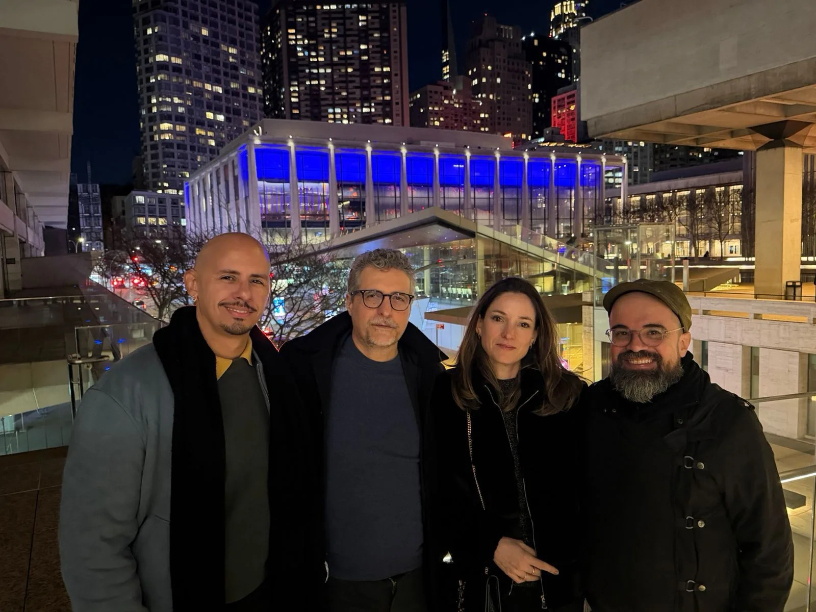 Na foto da esquerda para direita: Matheus Farias, Kleber Mendonça Filho, Emilie Lesclaux e Eduardo Serrano