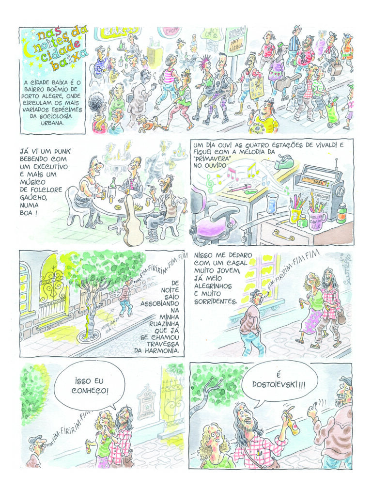 Cartunista Santiago vê Vivaldi e Dostoievski pelas ruas do bairro Cidade Baixa
