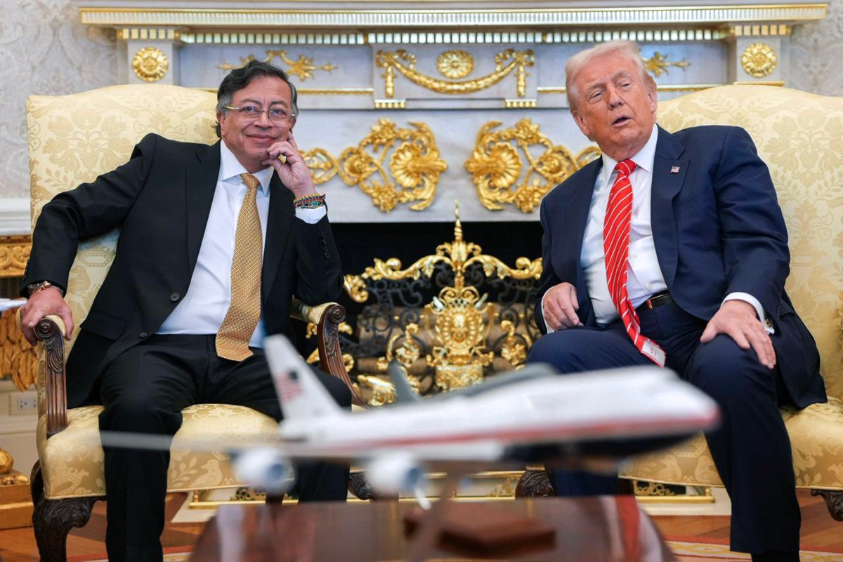 Os presidentes de Colômbia, Gustavo Petro, e Estados Unidos, Donald Trump