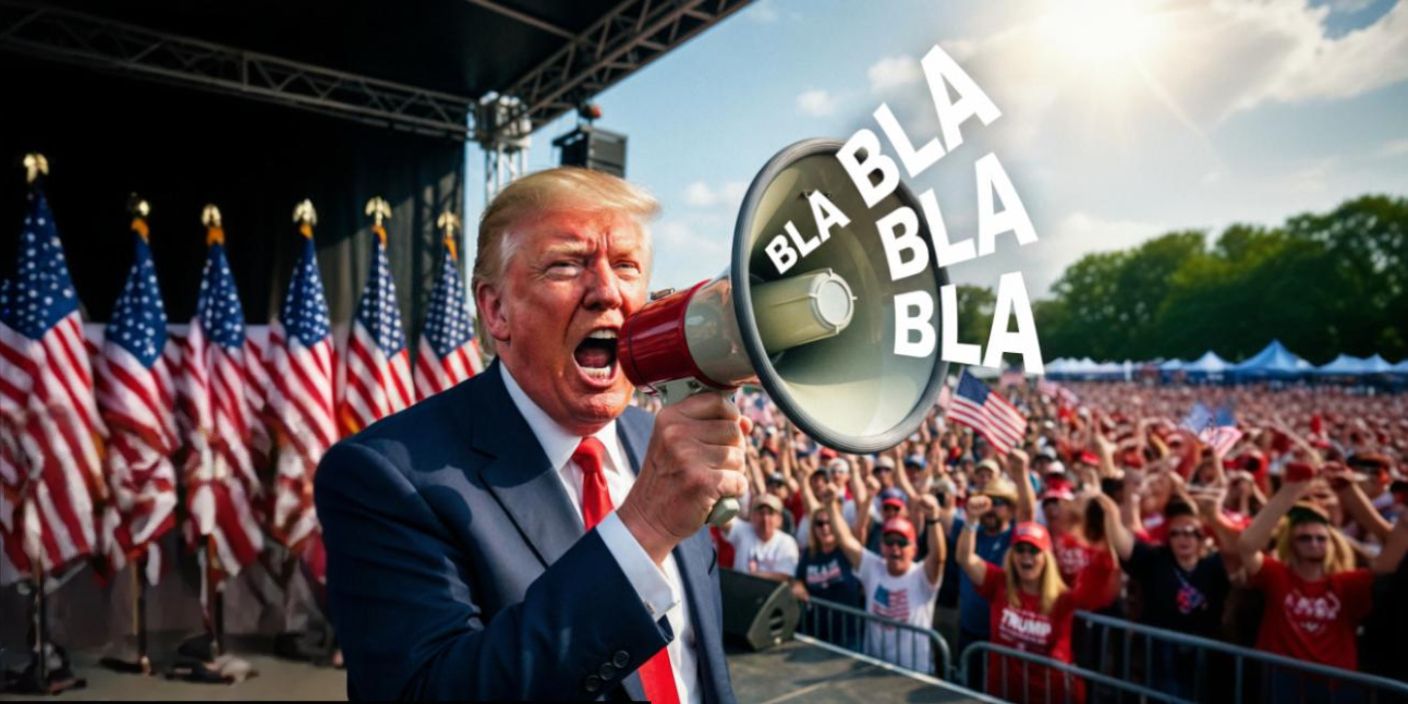 trump no megafone