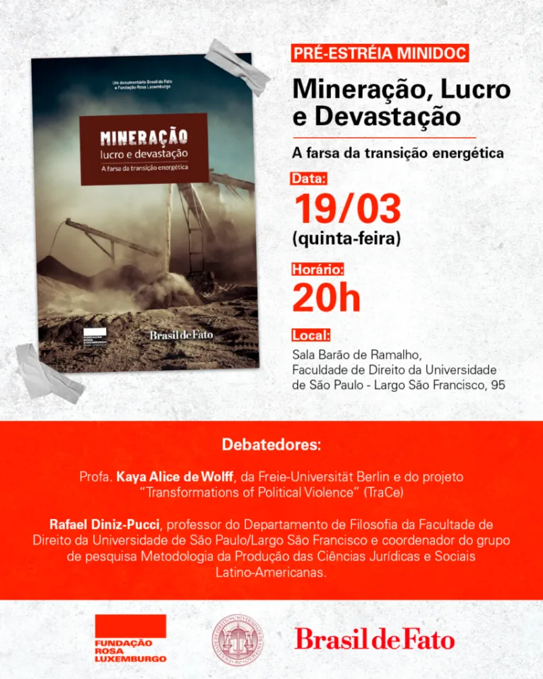 BdF e Fundação Rosa Luxemburgo lançam documentário sobre mineração e transição energética