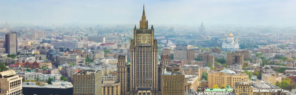 Imagem do prédio do Ministério das Relações Exteriores da Rússia, em Moscou