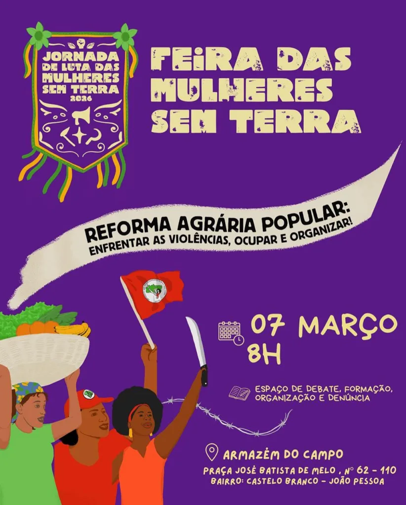 Mulheres Sem Terra realizam jornada na Paraíba com feira agroecológica e debate sobre violência no campo