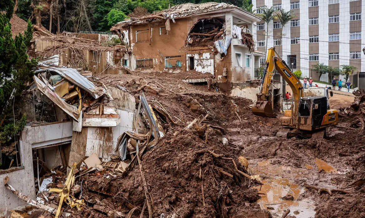 Bairro Três Moinhos, em Juiz de Fora (MG), um dos mais afetados pelas fortes chuvas com deslizamentos, desmoronamentos e desalojados