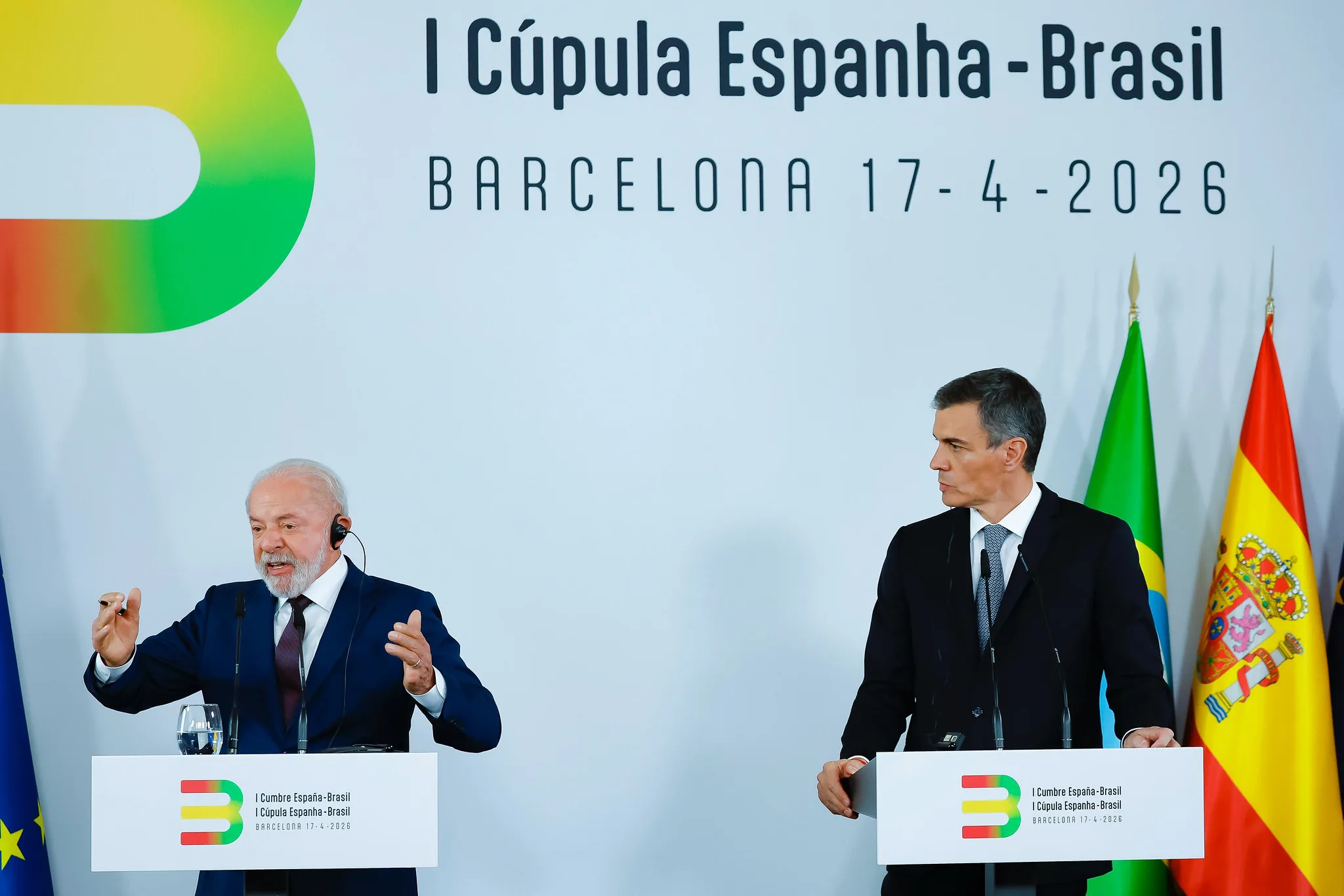Presidente da República, Luiz Inácio Lula da Silva, durante declaração conjunta à imprensa, no Palácio Real de Pedralbes, na Espanha