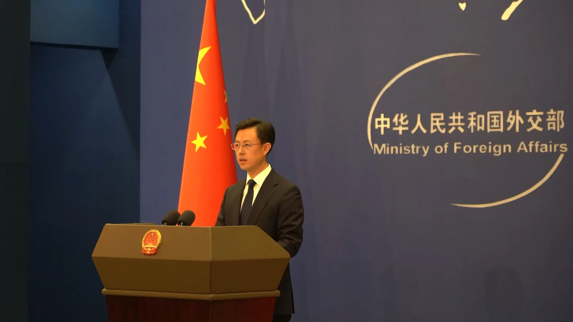 Porta-voz das Relações Exteriores da China, Guo Jiakun, em coletiva de imprensa da pasta.
