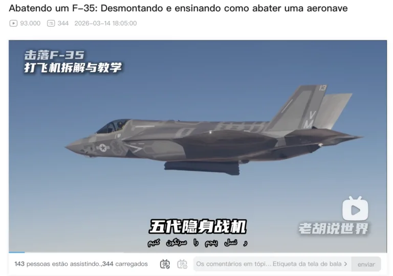Engenheiro chinês viraliza com vídeo que ensina, com legendas em persa, como abater caças F-35