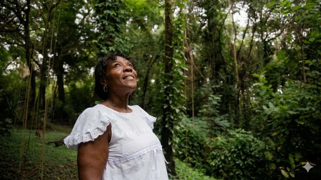 Alessandra Ribeiro na Casa de Cultura Fazenda Roseira, em Campinas, território de salvaguarda do Jongo Dito Ribeiro.