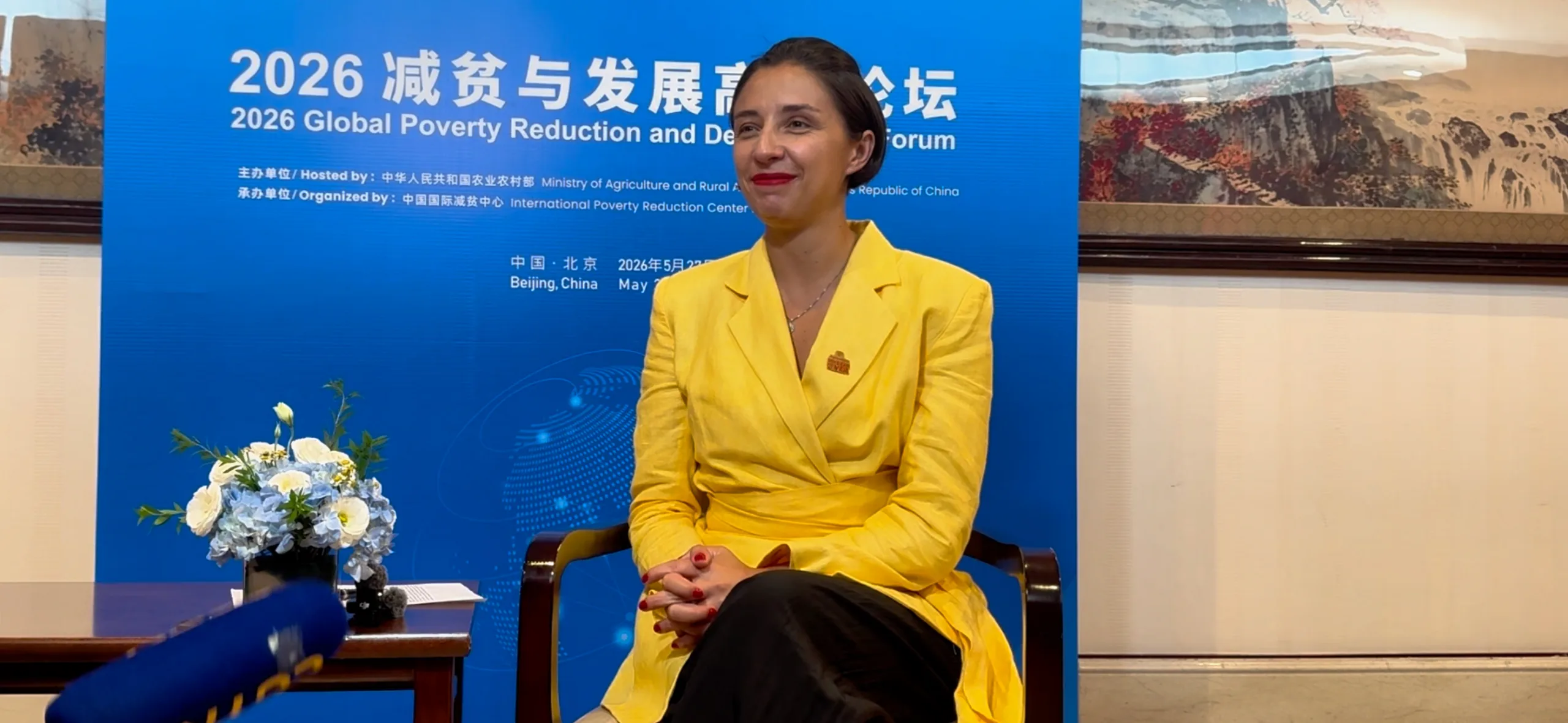 A ministra da Agricultura da Colômbia, Martha Carvajalino Villegas, durante entrevista ao Brasil de Fato no Fórum Global de Redução da Pobreza e Desenvolvimento, em Pequim.