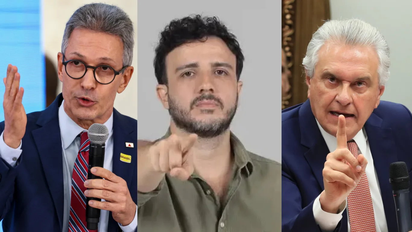 Da esquerda para a direita: Romeu Zema, Renan Santos e Ronaldo Caiado