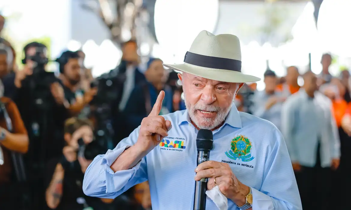 Presidente da República, Luiz Inácio Lula da Silva, durante anúncio de Investimentos da Petrobras em Pedra Branca, Laranjeiras (SE).