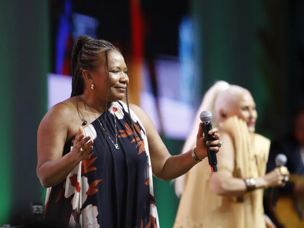 A ministra da Cultura, Margareth Menezes, durante a cerimônia de abertura da COP30