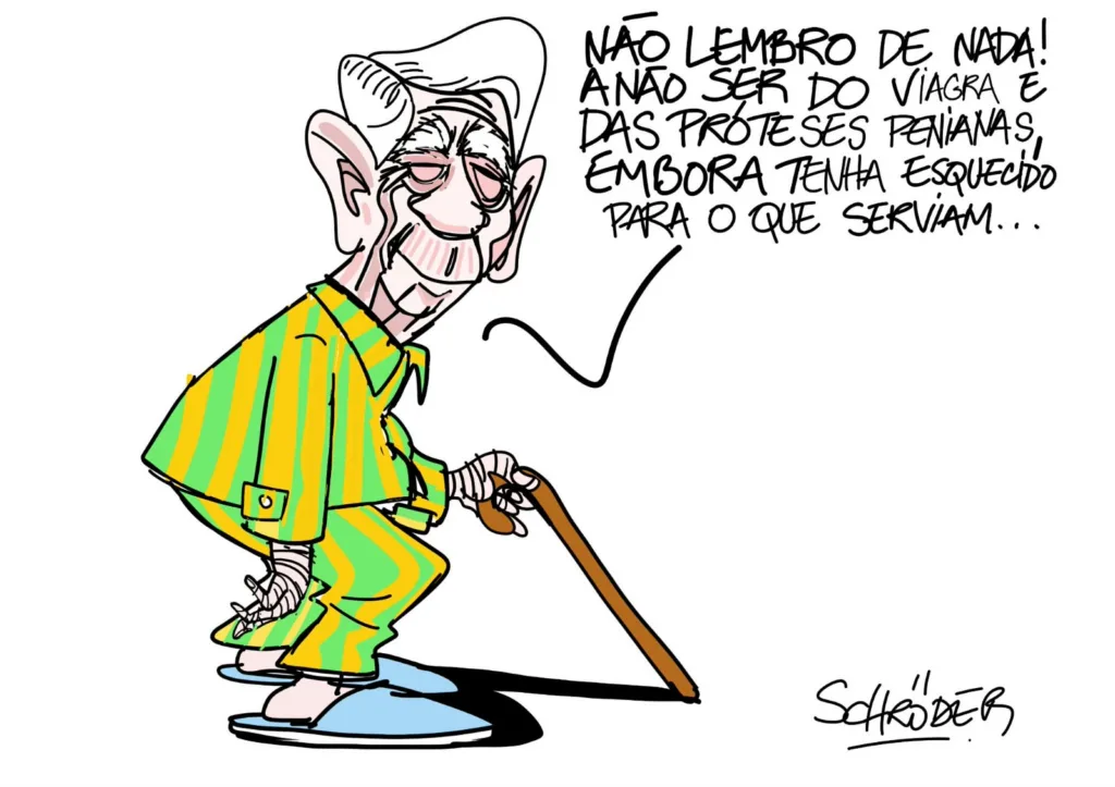 Uma das charges do livro aborda memória política e episódios controversos do governo Bolsonaro