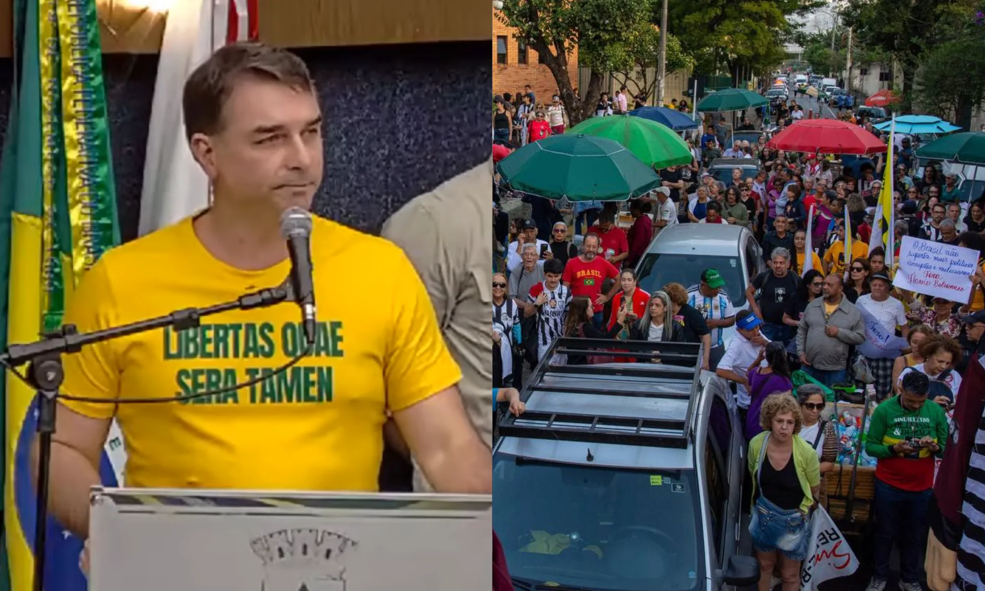 Ato reúne centenas de manifestantes na porta da Câmara
