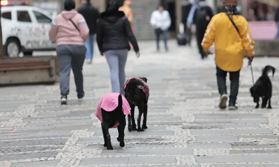 Pessoas caminham durante frio e baixa temperatura na capital paulista. Foto: Paulo Pinto/Agência Brasil© Paulo Pinto/Agência Brasil
