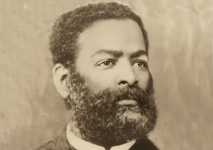 Fotografia antiga em preto e branco do advogado Luiz Gama