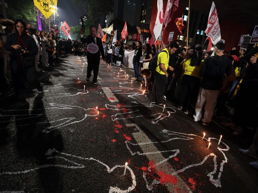 Manifestação realizada em outubro de 2025 na avenida Paulista, São Paulo, contra a violência policial. O protesto foi realizado três após Operação Contenção no Rio de Janeiro