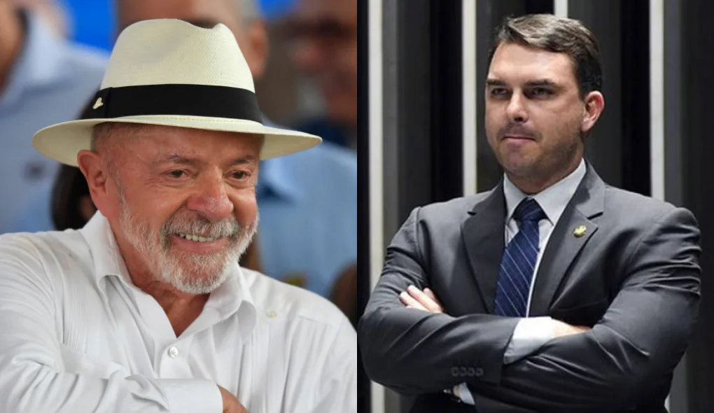 Lula (PT) e Flávio Bolsonaro (PL)