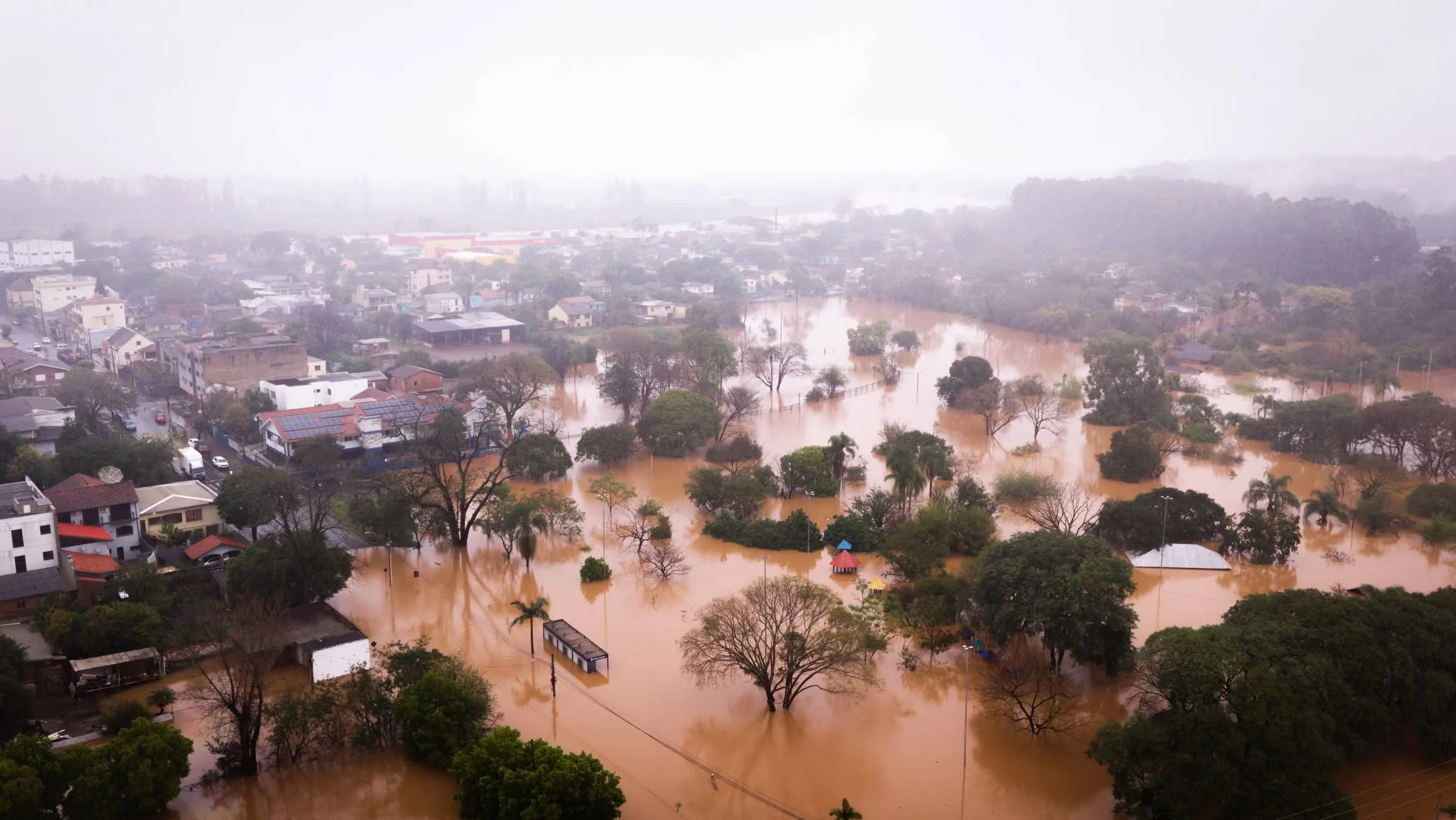 Região central de Lajeado na quarta-feira (22); cidade tem o maior número de pessoas acolhidas em abrigos no estado