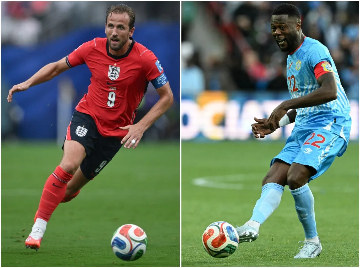 O atacante inglês Harry Kane e o zagueiro da República Democrática do Congo entram em campo como adversários nesta quarta-feira (1)