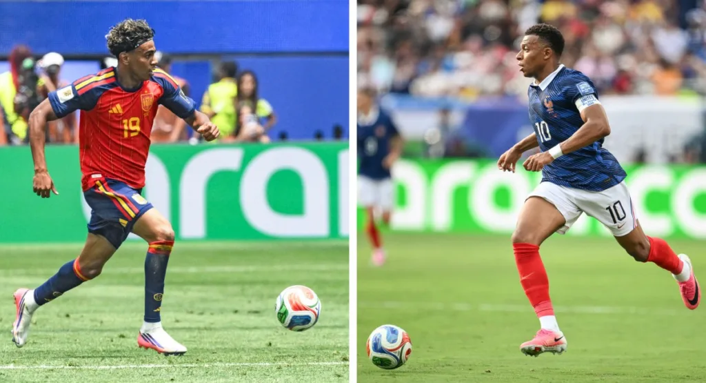 Os craques Lamine Yamal (Espanha) e Kylian Mbappé (França) entram em campo nesta terça-feira (14) pelas semifinais da Copa do Mundo 2026