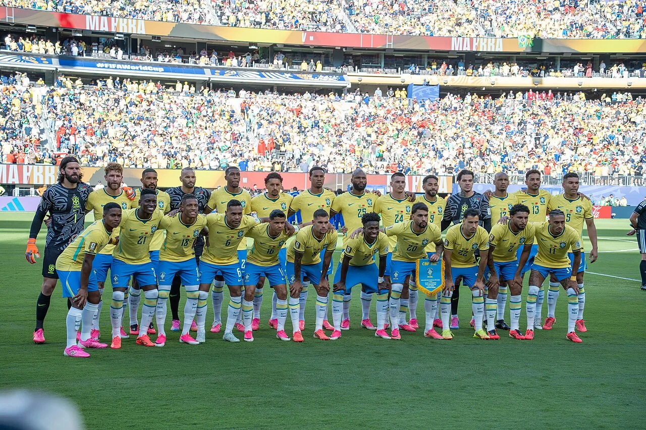 Seleção Brasileira posa antes da partida contra o Marrocos pela Copa do Mundo de 2026