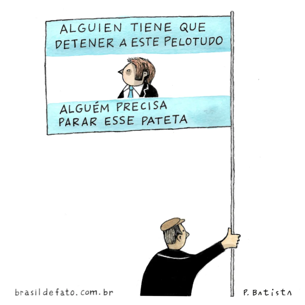 Charge 'O criador de crises', por Paulo Batista para o Brasil de Fato