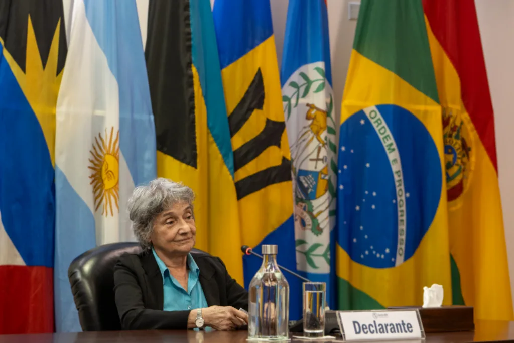 Denise Crispim em depoimento à Corte Interamericana de Direitos Humanos