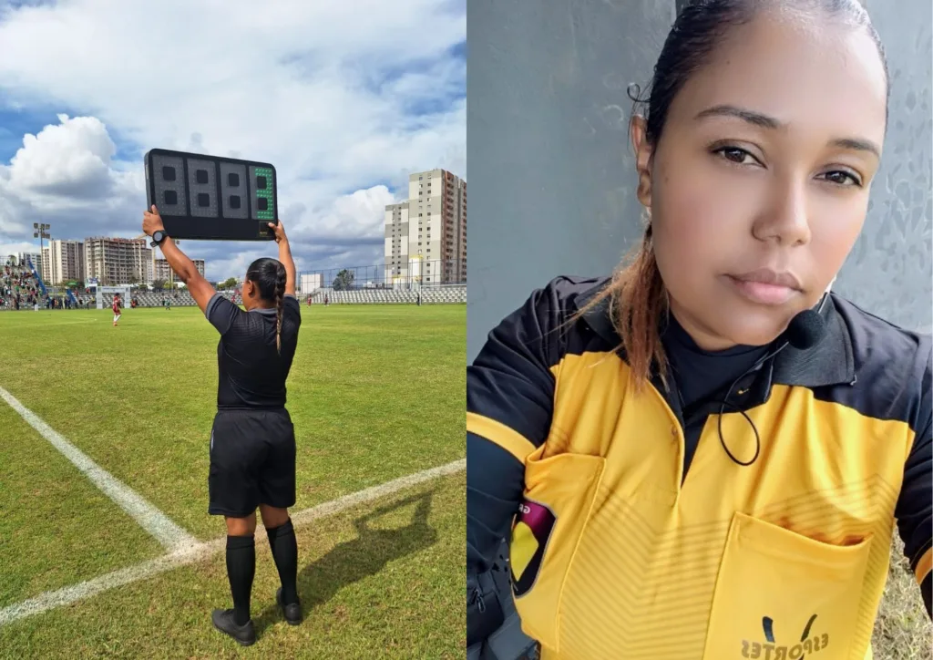 A árbitra de futebol Francieli comemorou a realização da Copa Feminina no Brasil