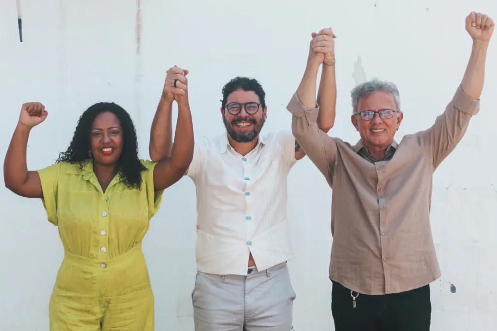 Alice Gabino (Rede), Ivan Moraes (Psol) e Paulo Rubem Santiago (Rede)