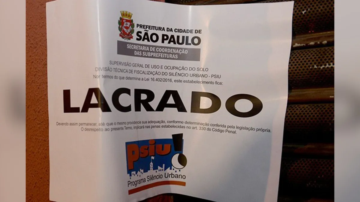 Não pode 'fazer barulho' em SP porque existe o Programa de Silêncio Urbano, o famoso Psiu