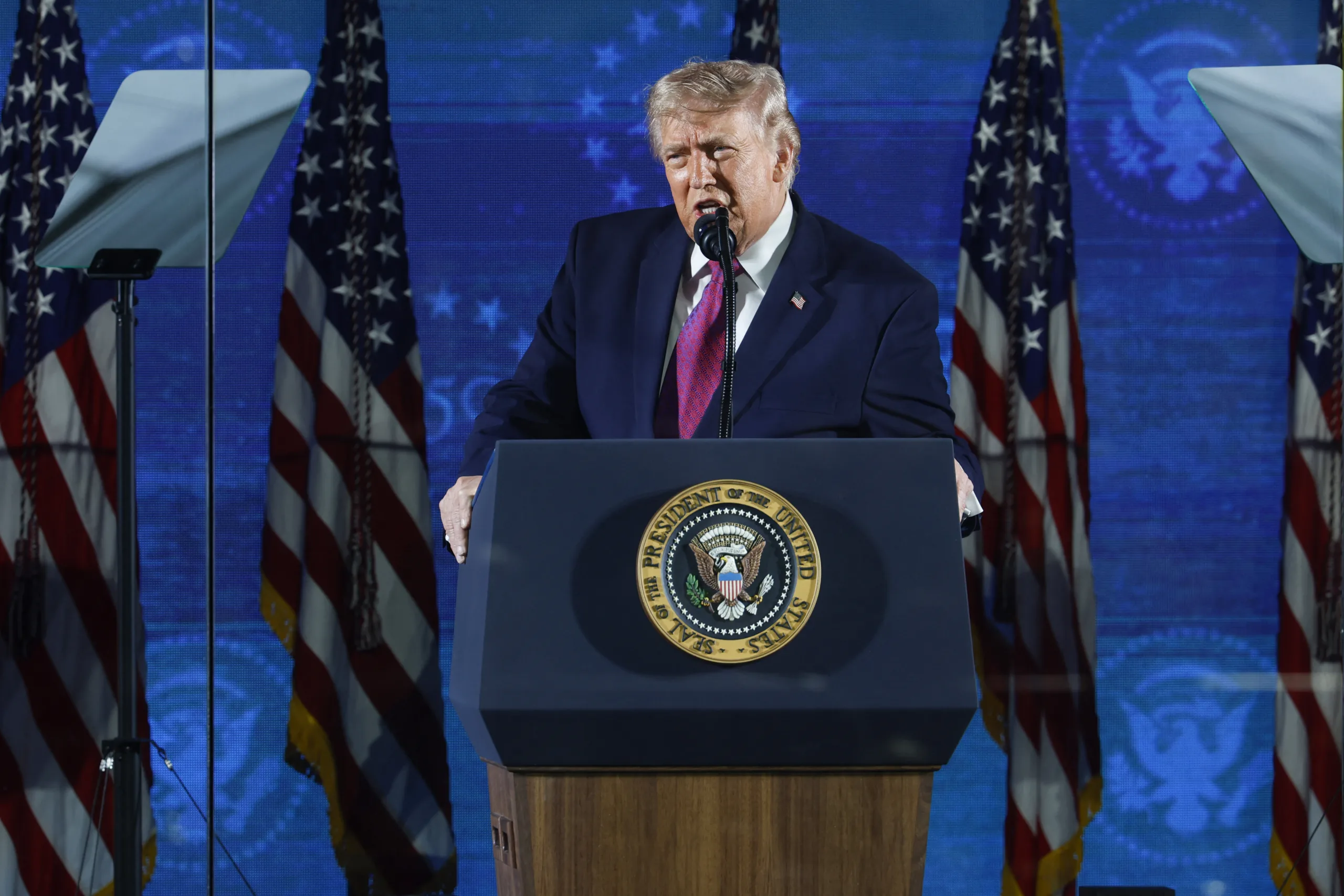 Grande parte do discurso de Trump nesta sexta-feira (3) foi focado na "ameaça do comunismo"