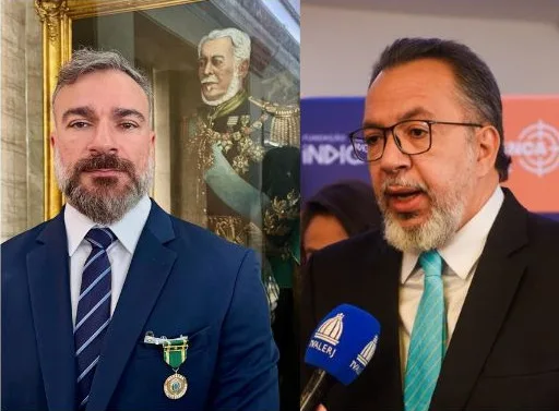 Marcus Amim (esq.) é delegado e ex-secretário de Polícia Civil no governo Castor; Márcio Canella é pré-candidato ao Senado pelo União Brasil e já declarou apoio a Flávio Bolsonaro
