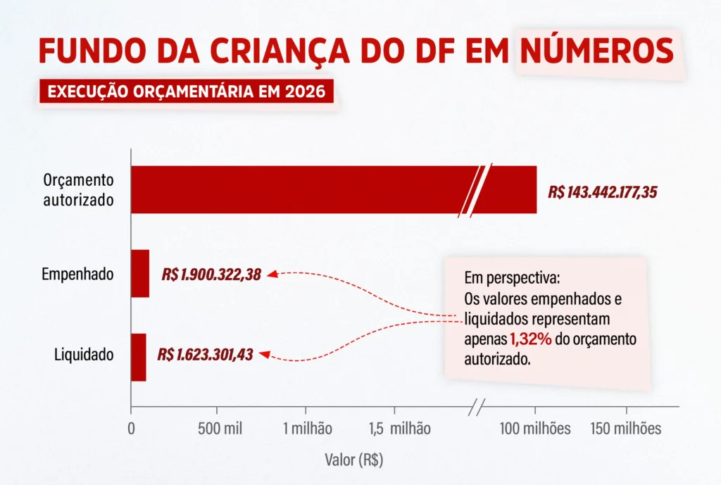 Execução orçamentária do Fundo da Criança do DF no primeiro semestre de 2026