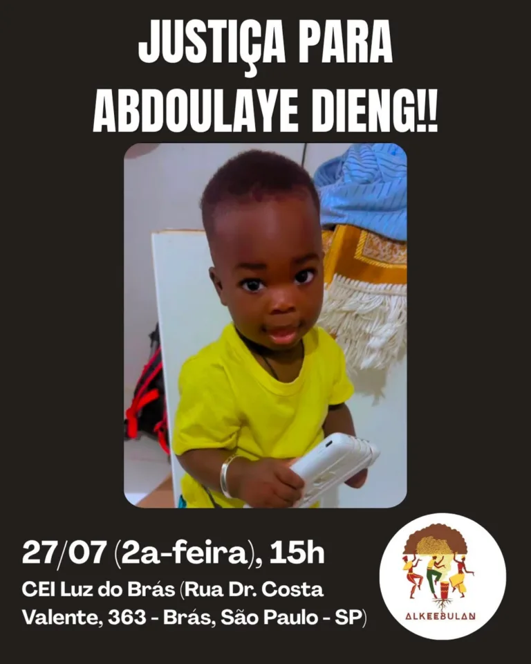 Manifestação exige rigor na apuração de morte de bebê de 1 ano, filho de senegaleses, em creche
