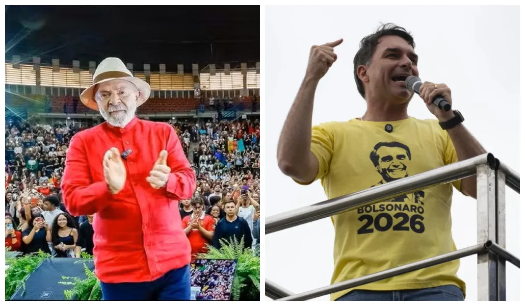 Os candidatos Luiz Inácio Lula da Silva (PT) e Fl´ávio Bolsonaro (PL).