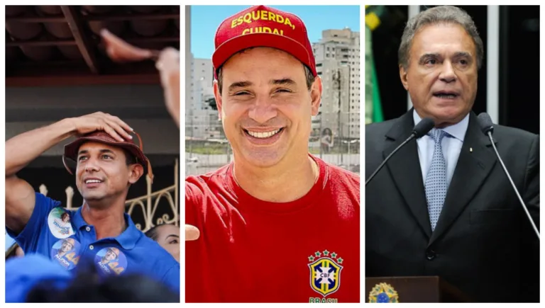 Da esquerda para a direita, Alysson Bezerra (União), Cadu do Lula (PT) e Álvaro Dias (PL)