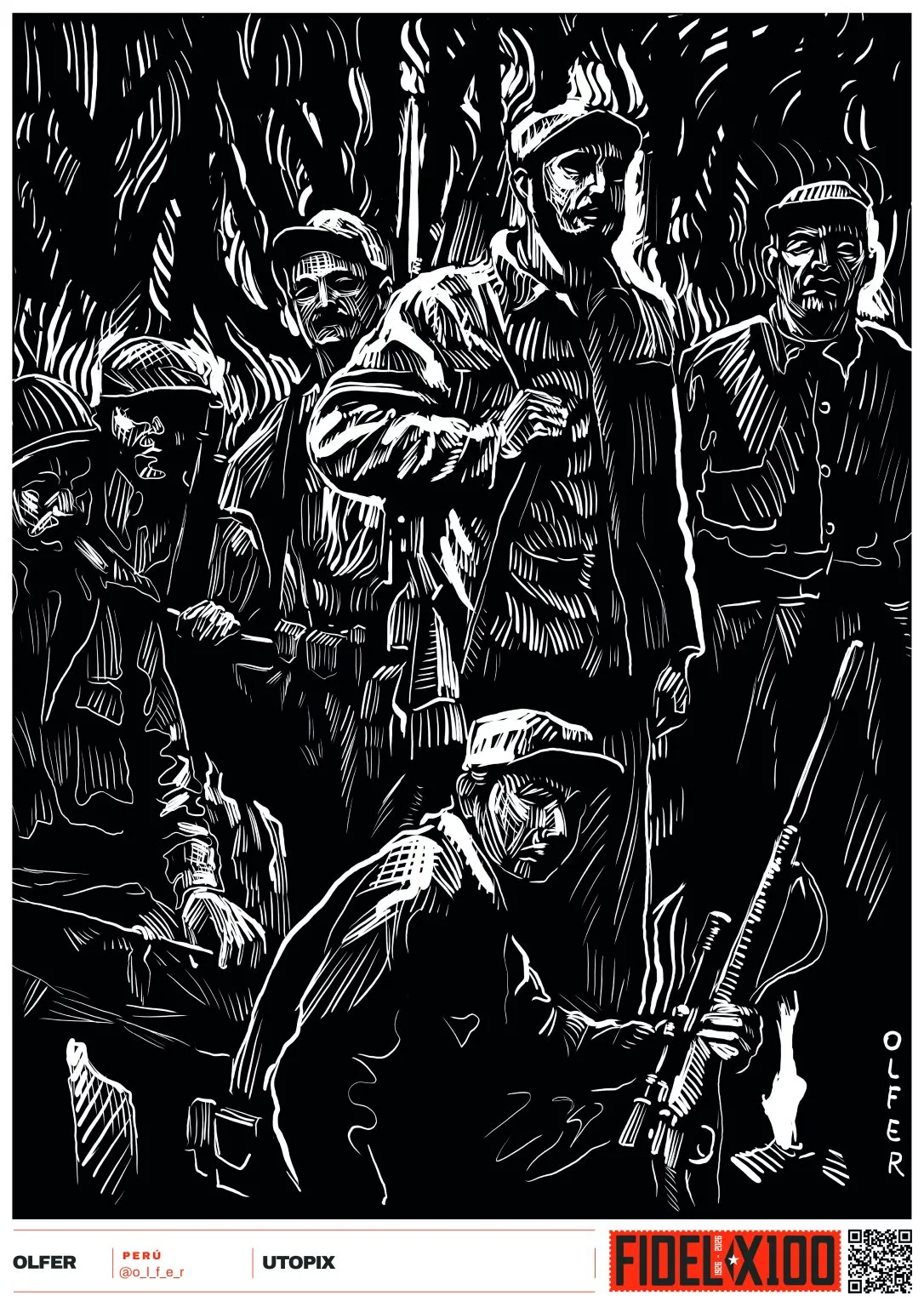 Obras de arte de FIDEL X 100, iniciativa de cartazes para marcar o centenário do nascimento de Fidel Castro
