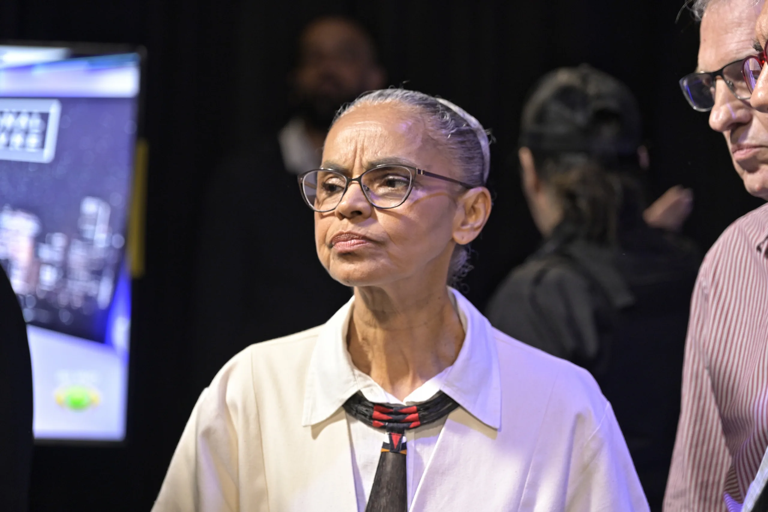 Marina Silva, deputada federal de São Paulo, acompanha o debate entre os postulantes ao governo estadual