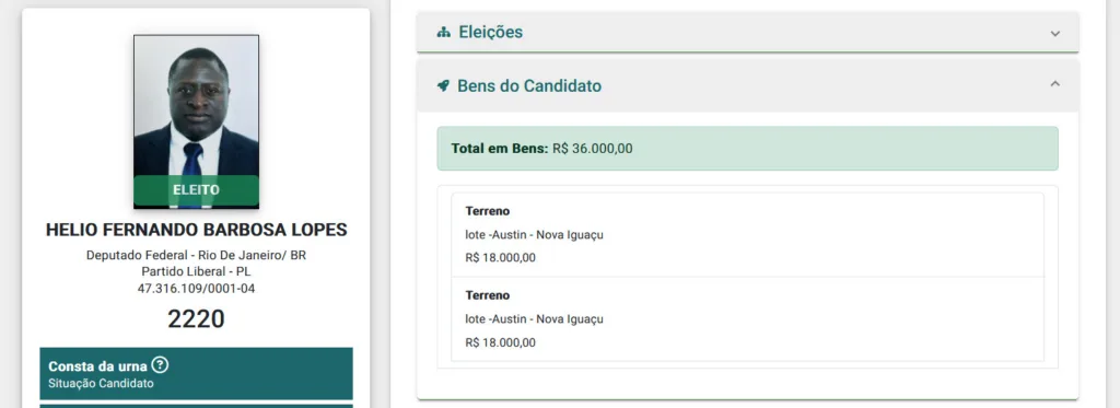 Declaração patrimonial de Hélio Lopes feita ao TSE em 2022