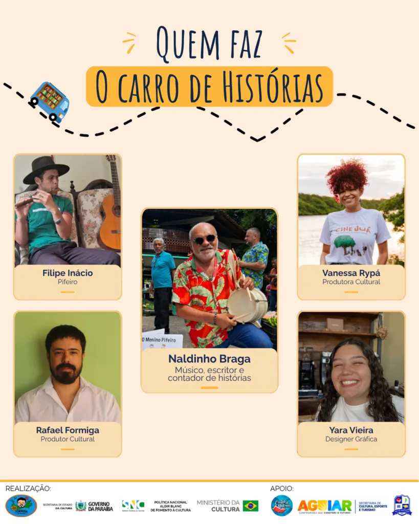 Projeto terá apresentações gratuitas em João Pessoa e Aguiar, com histórias de Naldinho Braga, música e participação de pifeiro