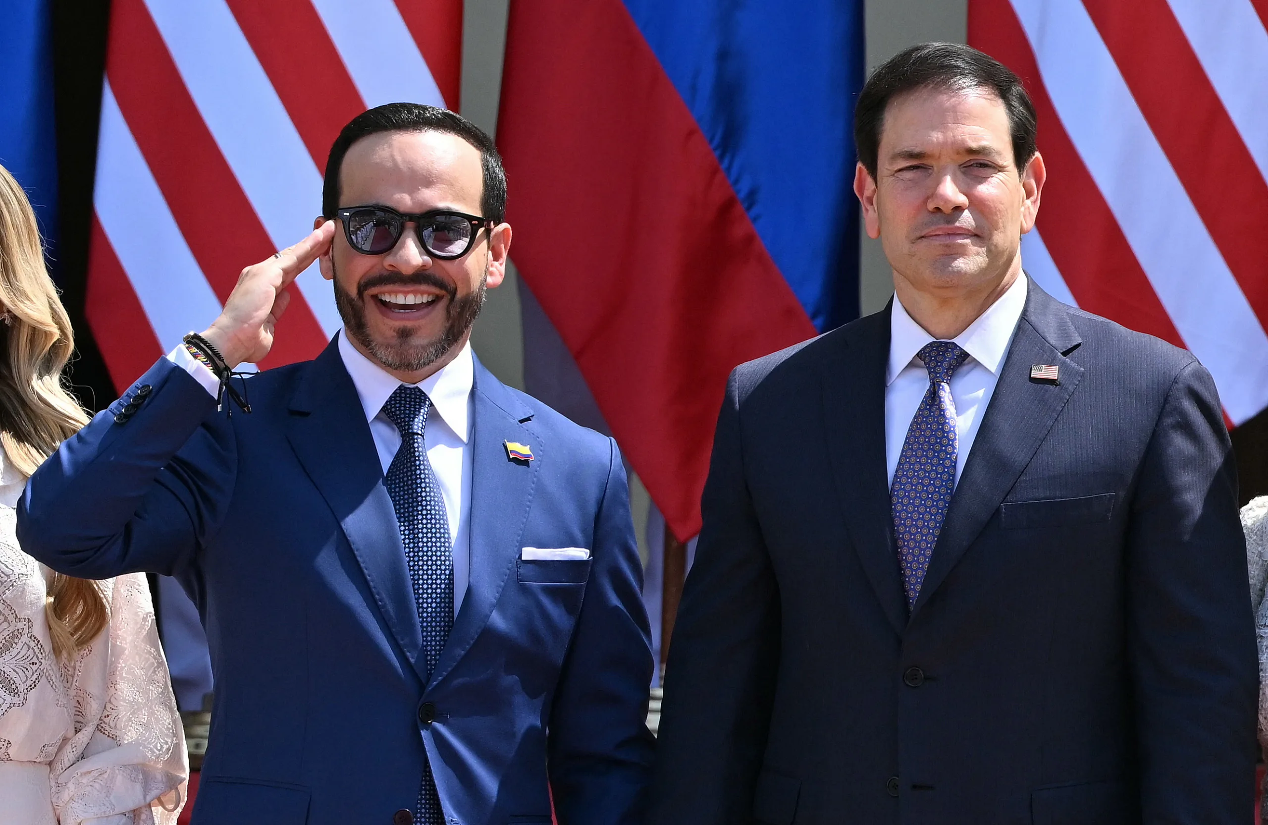 O presidente da Colômbia, Abelardo De la Espriella, e o secretário de Estado dos EUA, Marco Rubio.