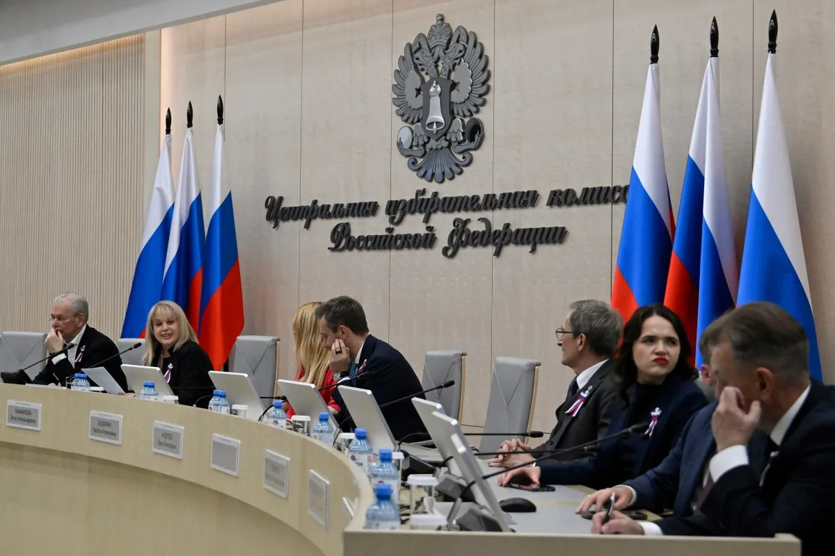 A chefe da Comissão Eleitoral Central (CEC) da Rússia, Ella Pamfilova, fala na sede da comissão após o fechamento das urnas nas eleições parlamentares da Rússia, em Moscou. 20/09/2026